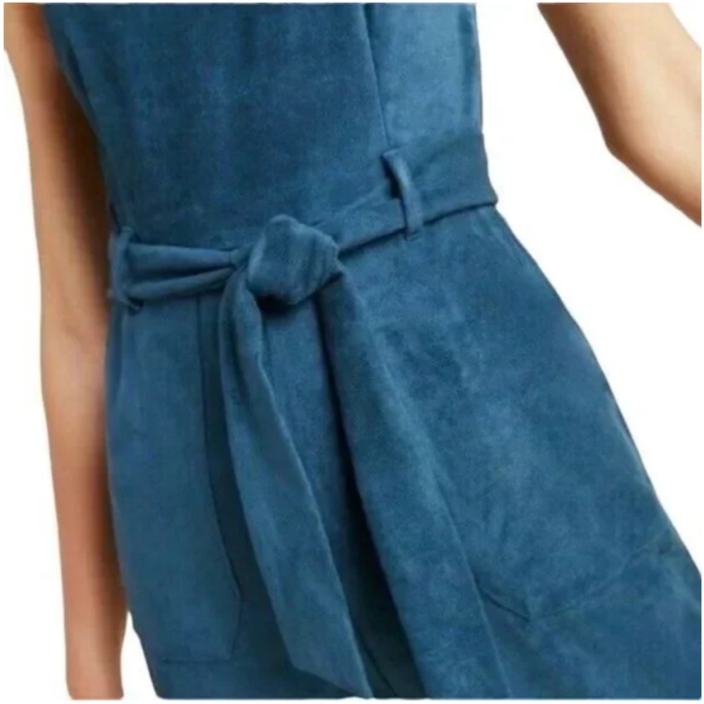 Anthropologie Faux Suede Blue Jumpsuit XS - Picture 3 of 7